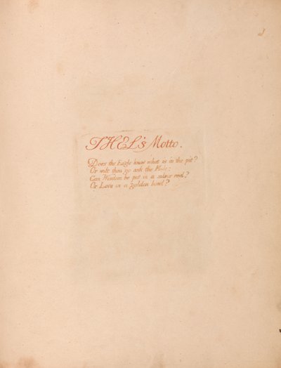 Das Buch Thel, Tafel 1, Thels Motto . . . . von William Blake